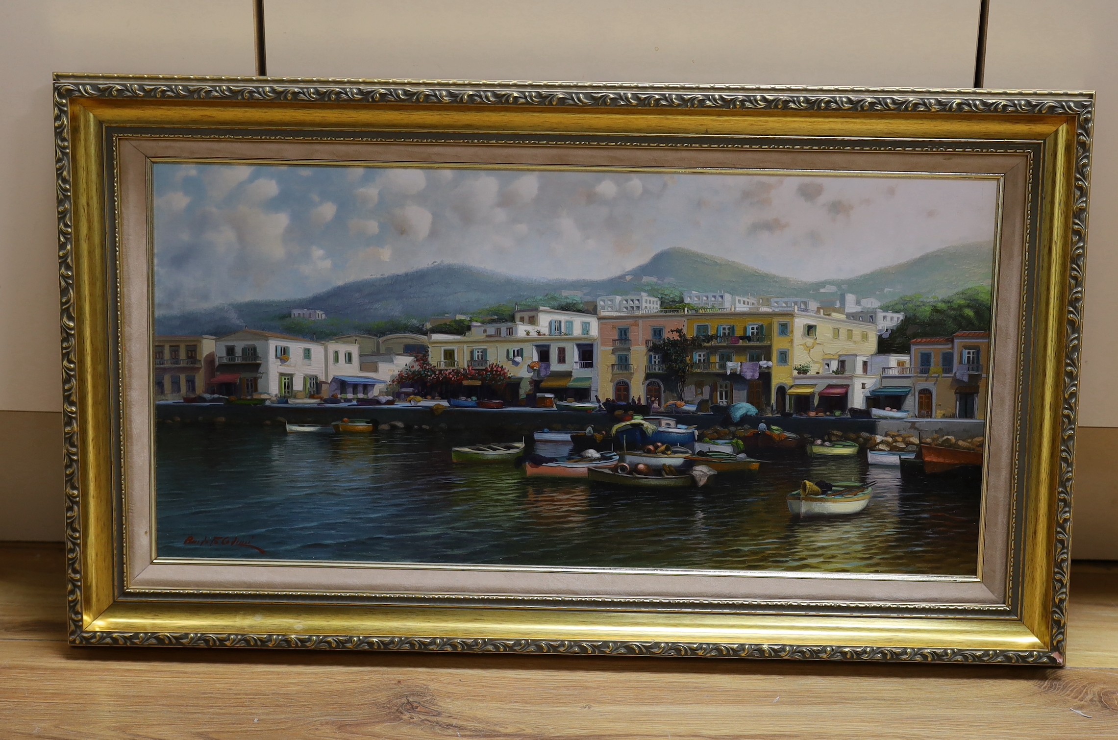 Italian School, oil on canvas, 'Ischia Casamicciola', indistinctly signed, 28 x 59cm